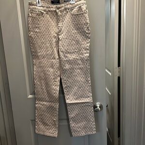 Charter Club Size 6 Lexington Straight Leg Tan/White Jeans EUC